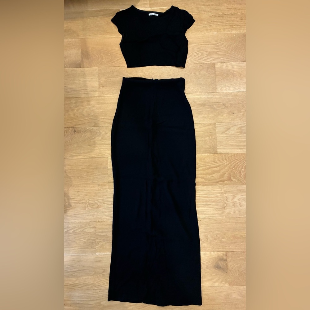 Reformation Black Two-Piece Crop Top & Maxi Skirt Set - Picture 2 of 10